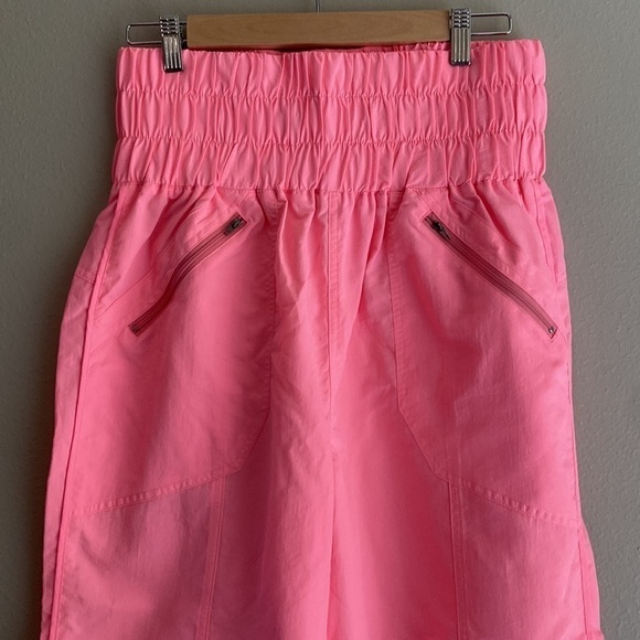 ZENANA Windbreaker High Waist Jogger Pants Zip Closure Side Pocket Bright Pink M - Picture 4 of 12